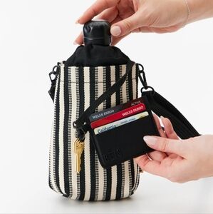 Beis Water Bottle Crossbody in Black Stripe